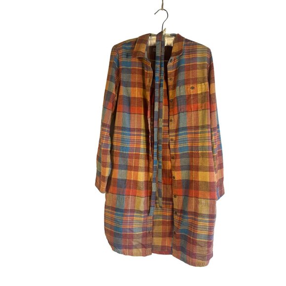 Toad&Co Women's Fall M Plaid Button Down Shirt Dress Belted READ - Picture 2 of 10